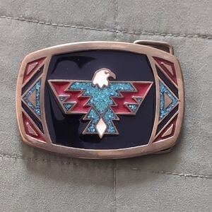 🦅 Southwestern Thunderbird Belt Buckle w/ Turquoise Inlay